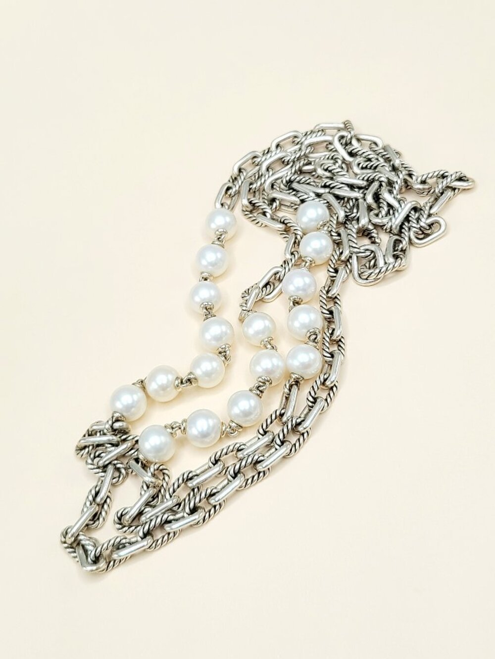 David Yurman Madison Chain Necklace w/ Pearls - 36" - RARE - Picture 7 of 15